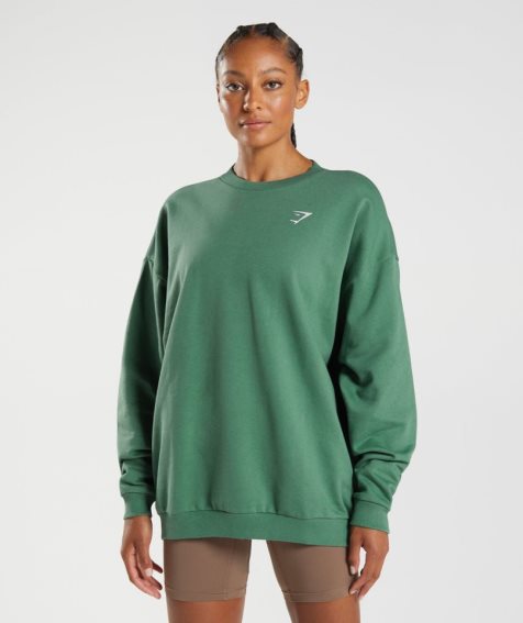 Women's Gymshark Training Oversized Sweatshirts Green | NZ 9QMSIK